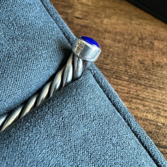David Yurman Cable Cuff Bracelet w/ Sterling Silver & Lapis Lazuli - Medium - Picture 16 of 16